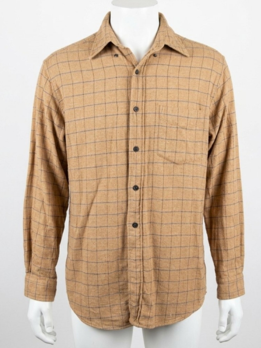 Hugo Boss Tan Windowpane Plaid Button-Down Shirt